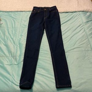 dark blue jeans, very stretchy